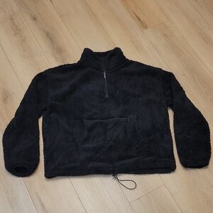 Black Sherpa Pullover 3/4 Zip with Front Pocket Soft Cozy SIZE XXXL/3XG